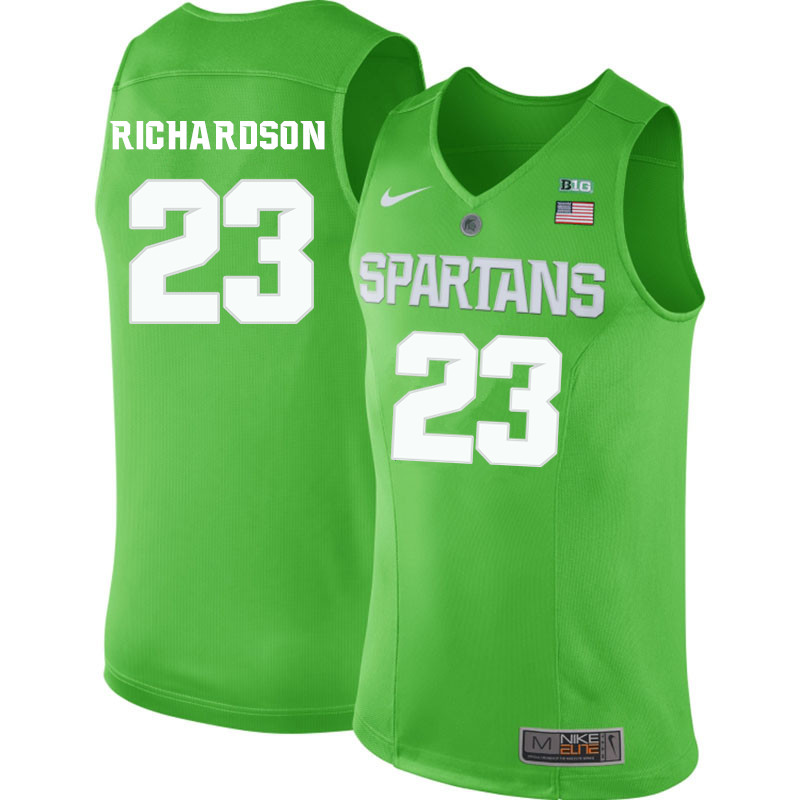 Men Michigan State Spartans #23 Jason Richardson NCAA Nike Authentic Green College Stitched Basketball Jersey EJ41Y83VC